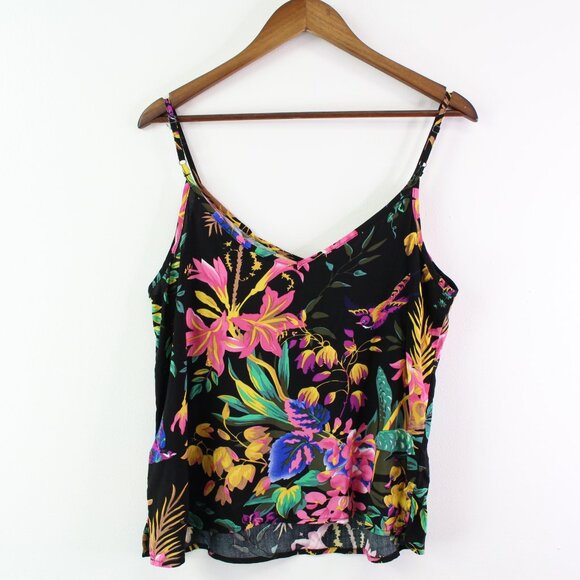Cynthia Rowley Double V Tropical Cami Black Size S - Picture 6 of 6